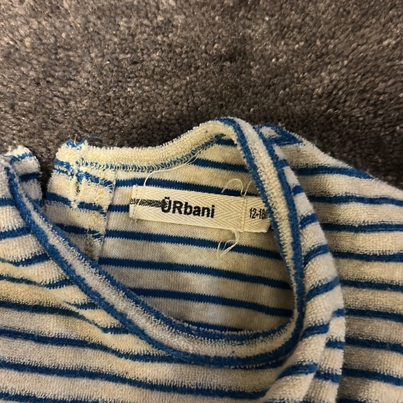 Terry blue striped romper. Like brand new condition. Snaps on bottom - Picture 2 of 2